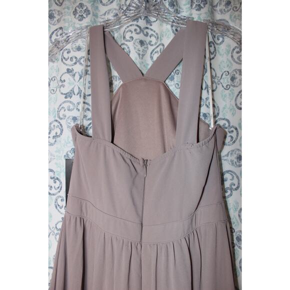 Lulus Air of Romance‎ Taupe Maxi Dress NWT Size Medium Lined Zip Sleeveless - Picture 3 of 8